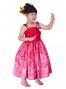 Hula Kids Drape Satin Dress with Lehua Print / Red / Gp28rd