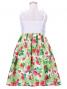 Hula Kids Drape Satin Dress with Lehua Print / White / Gp28wh