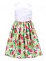 Hula Kids Drape Satin Dress with Lehua Print / White / Gp28wh