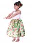 Hula Kids Drape Satin Dress with Lehua Print / White / Gp28wh