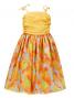 Hula Kids Drape Satin Dress with Lehua Print / Yellow / Gp28ye
