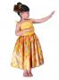 Hula Kids Drape Satin Dress with Lehua Print / Yellow / Gp28ye