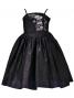 Hula Kids Shantung Dress with Lehua Embroidery / Black / Gp2b