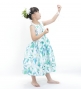 Hula Kids Shantung Dress with Tiare Print / Luxury Collection / Turquoise Blue / Jp48tbl