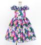 Hula Kids Shantung Dress with Hibiscus Print / Luxury Collection / Blue / Jp50bl
