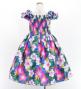 Hula Kids Shantung Dress with Hibiscus Print / Luxury Collection / Blue / Jp50bl