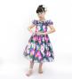 Hula Kids Shantung Dress with Hibiscus Print / Luxury Collection / Blue / Jp50bl