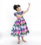 Hula Kids Shantung Dress with Hibiscus Print / Luxury Collection / Blue / Jp50bl