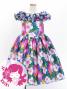 Hula Kids Shantung Dress with Hibiscus Print / Luxury Collection / Blue / Jp50bl