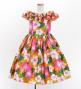 Hula Kids Shantung Dress with Hibiscus Print / Luxury Collection / Orange / Jp50or