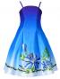 Hula Kids Satin Dress with Hibiscus / Luxury Collection / Blue / Jp8bl